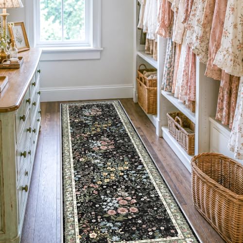 Washable Hallway Runner Rug 2x7 (Black / 2x7)