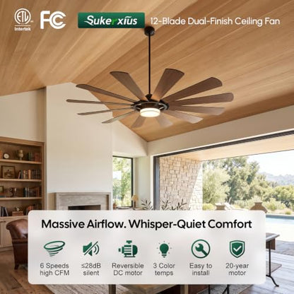 12 Blade Windmill Ceiling Fan