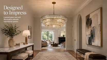 4 Tier 40 Inch Clear Crystal Glass Chandeliers (4-Tier 40 Inch)