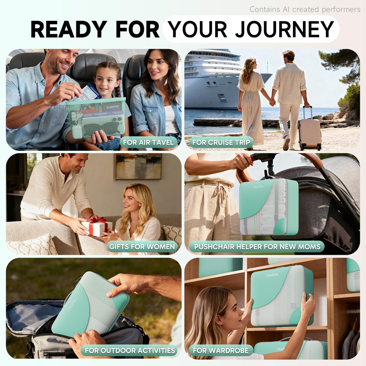 Packing Cubes for Travel (19 Light Teal)