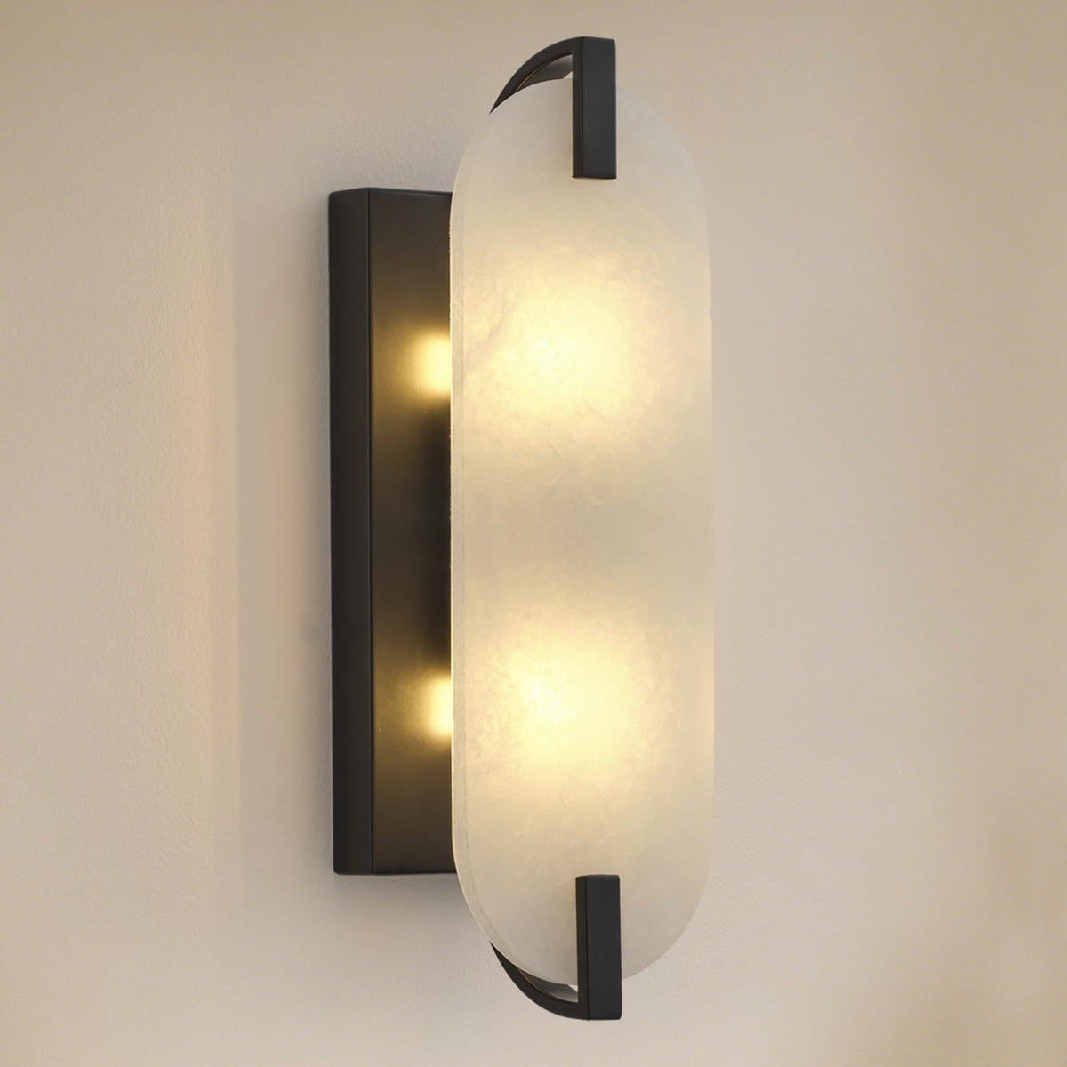 Modern Alabaster Wall Sconces (Black-15.7in-1 Pack)