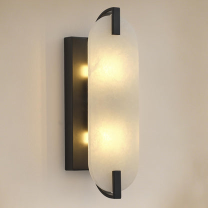 Modern Alabaster Wall Sconces (Black-15.7in-1 Pack)