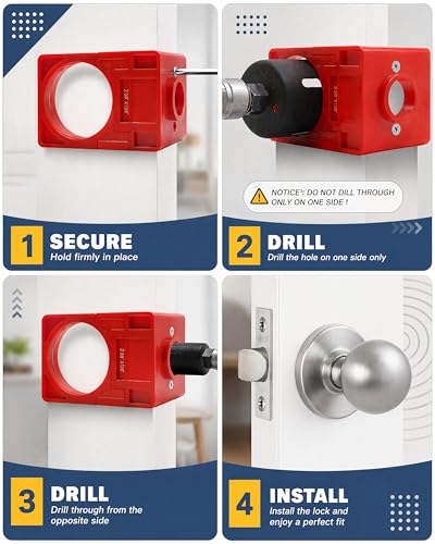All-in-one Door Hinge Jig & Door Lock and Door Latch Installation Kit, Aluminum Alloy Adjustable Mortise Template for Router, Fits 2.5"–5" Hinges with 1/4" or 5/8" Radius Square Corners