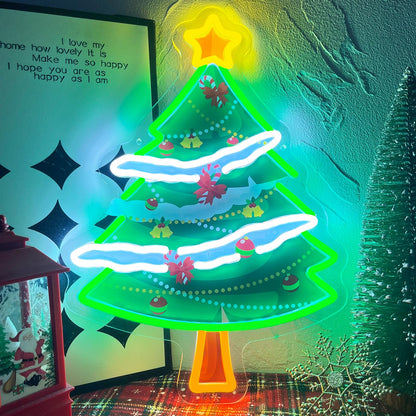Christmas Tree Neon Sign Dimmable Christmas Led Light Sign for Wall Decor (Colorful-Christmas Tree)