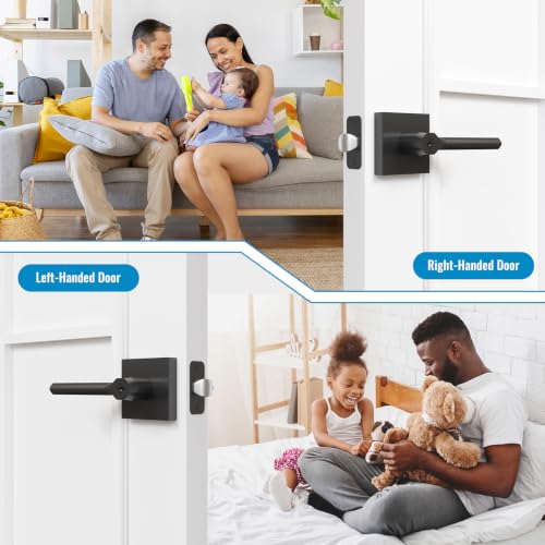 Entry Door Handles with Lock and Key (Matte Black)
