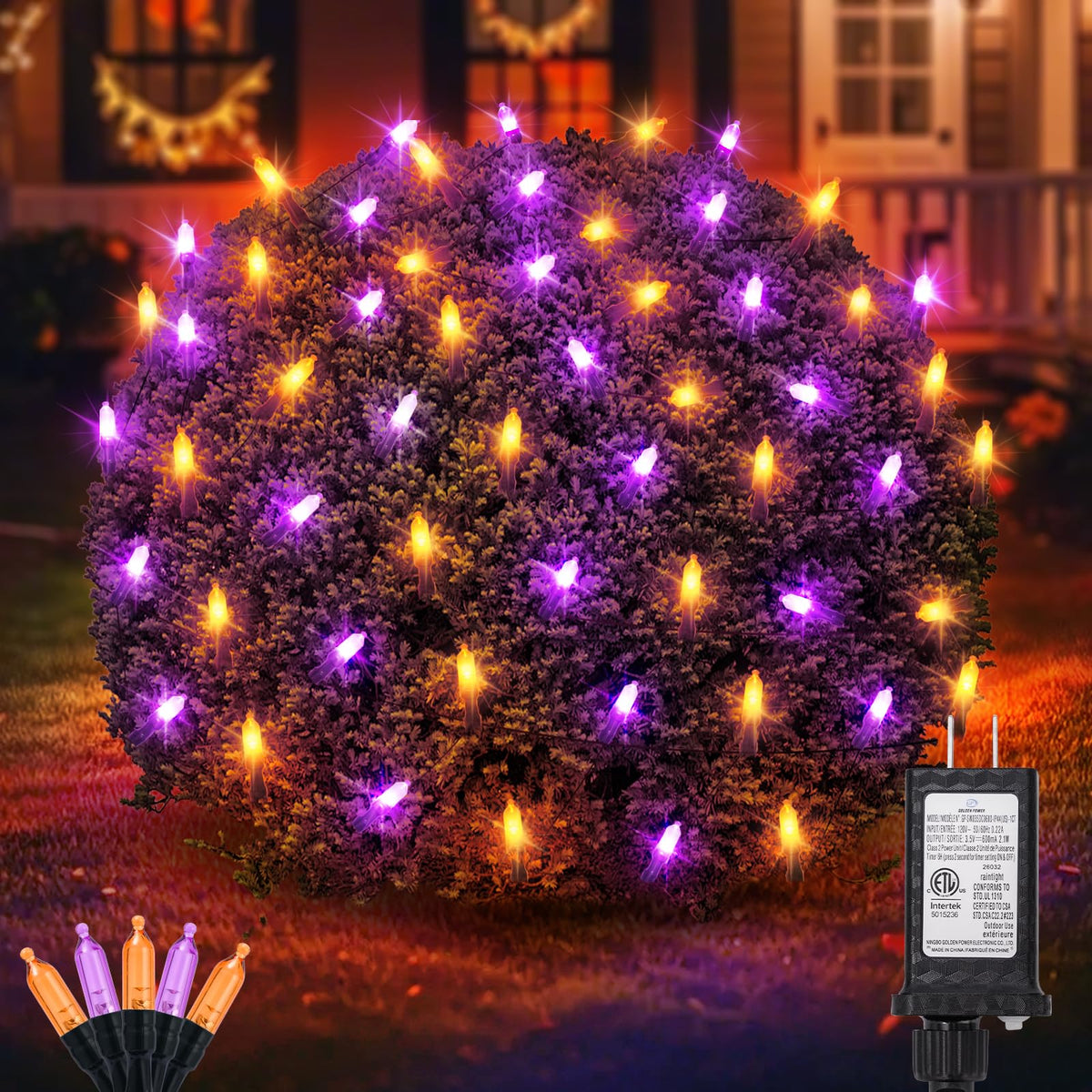 120LED Halloween Net Lights Outdoor (Orange/Purple-1PCS)