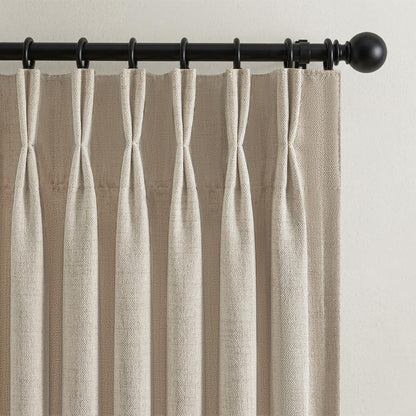 70 Inch Extra Wide Pinch Pleated Blackout Thick Curtains (Warmbeige / 70"W x 108"L (Pack of 2))