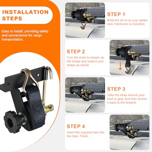 Ladder Rack Ratchet Straps with J
