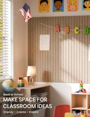36" x 24" Large Felt Bulletin Board (Khaki / Fine-stripe 6-pack)