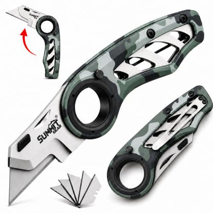 Folding Utility Knife Pocket Knife Box Cutter with Finger