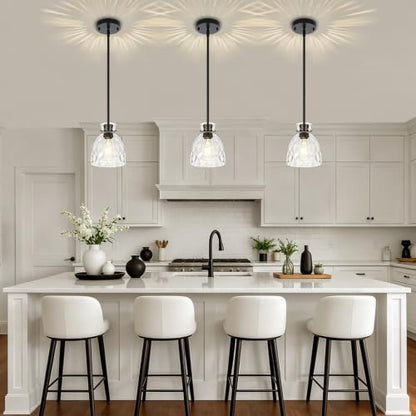 Pendant Lights Kitchen Island Modern Hammered Glass Hanging Pendant Light
