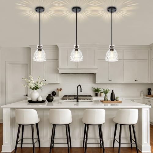 Pendant Lights Kitchen Island Modern Hammered Glass Hanging Pendant Light