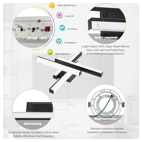 Bathroom Light Fixtures Over Mirror Dimmable 5000K
