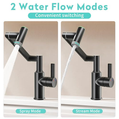 1080° Rotatable 1 Hole Bathroom Faucet with Temperature Display