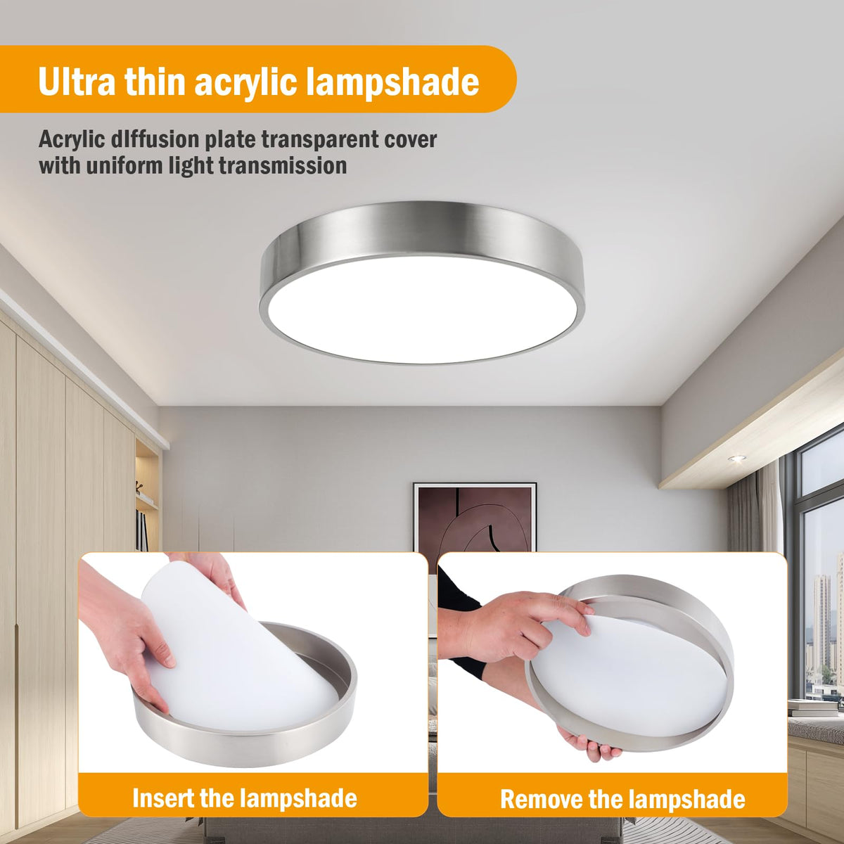 Flush Mount Ceiling Light (Satin Nickel)