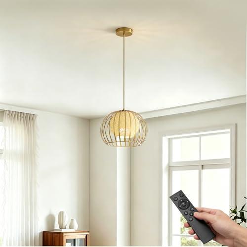 Pendant Light Fixtures Modern Round Chandelier with Remote Control Included E26 Bulb for Living Room