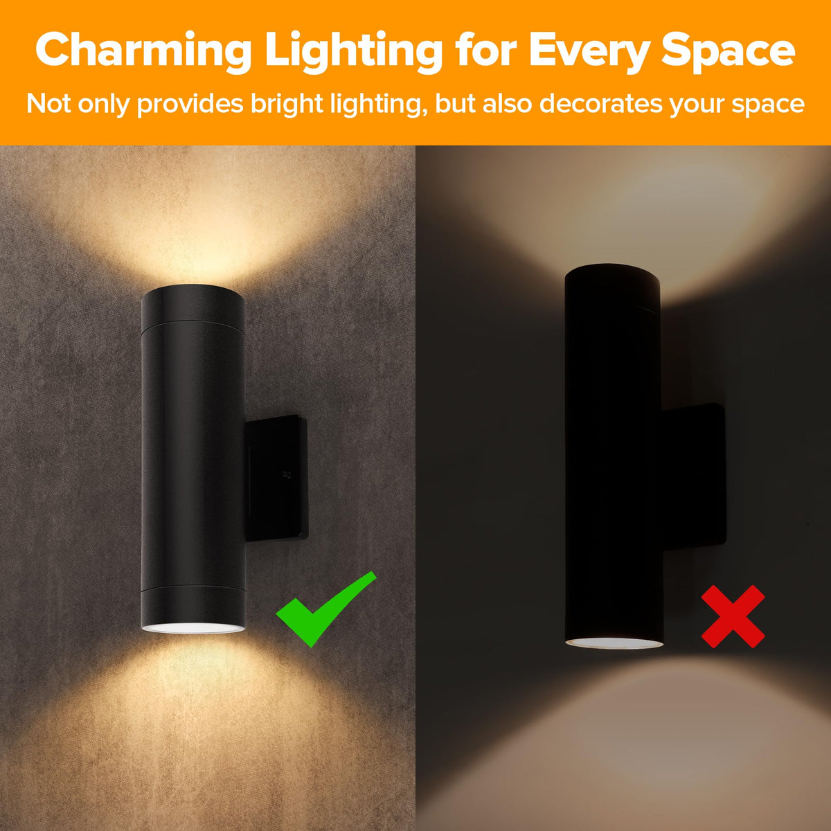 Outdoor Wall Light Fixtures (Black-On/Off / 4 Pack)