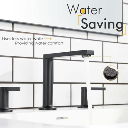 Bathroom Faucets for 3 Hole Vanity Sink (Matte Black / 1.2 GPM)