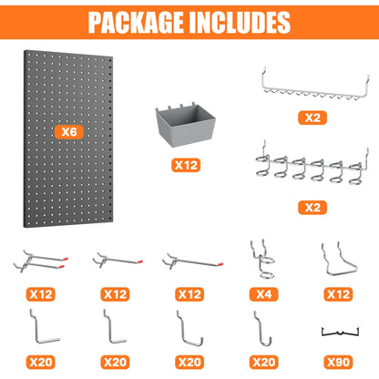 Garage Tools Organizer Boards Kit with Hooks (Black)