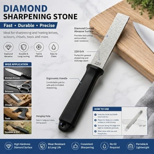 Dual Grit Diamond Sharpening Stone Garden Tool File
