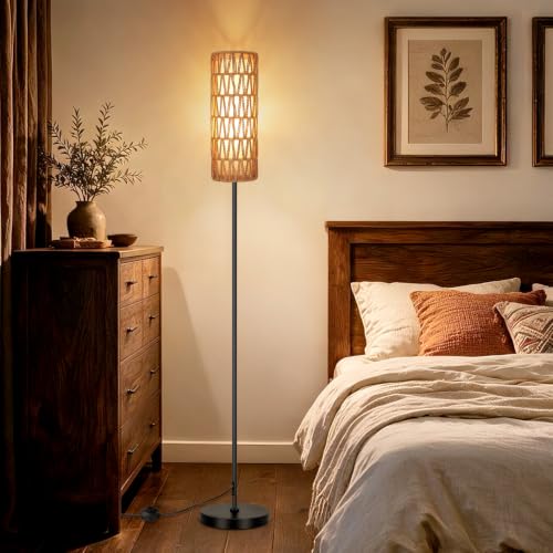 Boho Floor Lamp for Living Room with Smart RGB Bulb