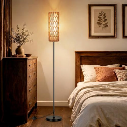 Boho Floor Lamp for Living Room with Smart RGB Bulb