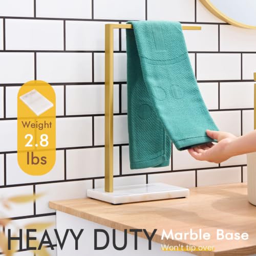 Hand Towel Bar Freestanding Towel Holder with Heavy Steady Marble Base for Bathroom Vanity Countertop 15.7'' Height