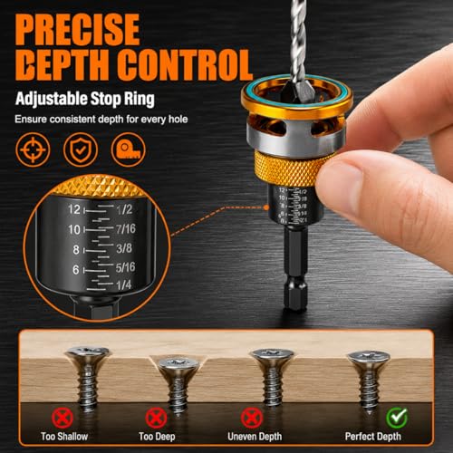 Countersink Drill Bit Set with Depth Stop