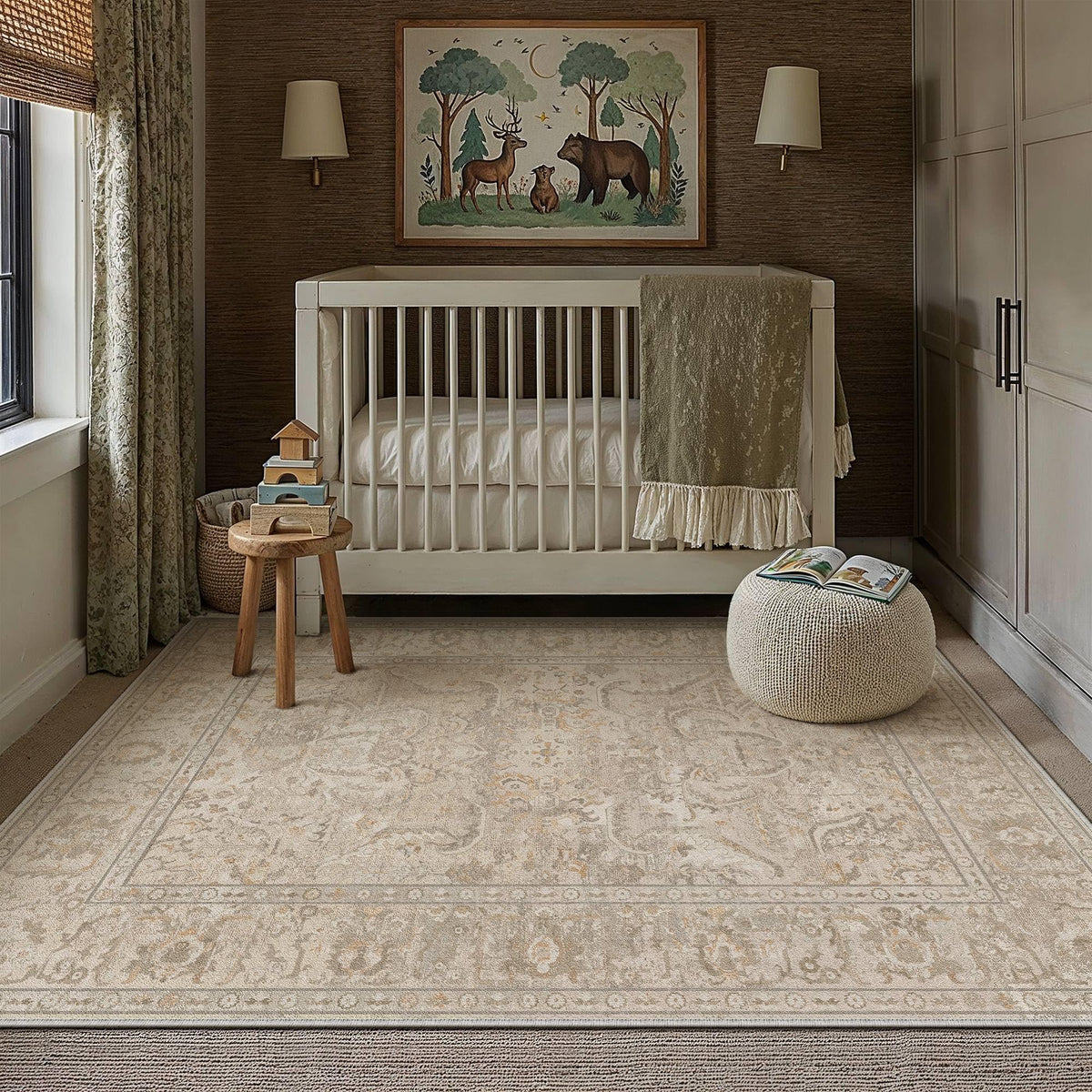 Area Rugs 3x5 Washable Rug Brown (Beige Brown / 3' x 5' (Rectangular))