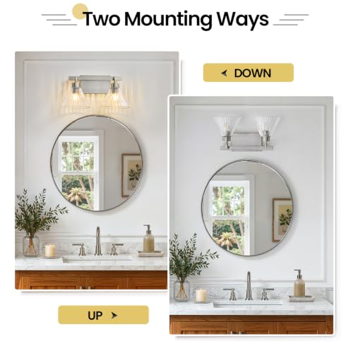 Modern Bathroom Light Fixture Over Mirror with Clear Glass Shade Vanity Light Fixture for Bath Bedroom Makeup Area