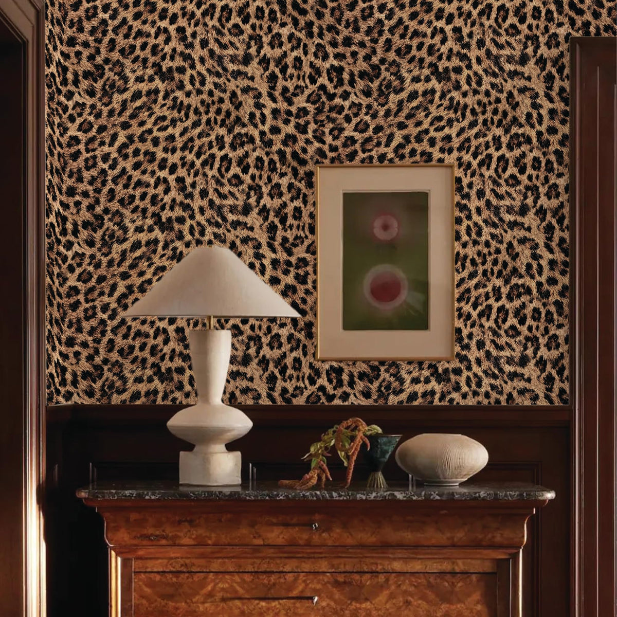 Cheetah Print Wallpaper Peel and Stick (Brown / 17.3"x 118.11")
