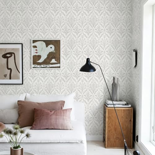 Peel and Stick Wallpaper Vintage Boho Beige Leaf Contact Paper Floral Thicken Self Adhesive Decorative Flower Peel and Stick Wallpaper Removable for Bedroom Bathroom Cabinets Botanical Roll