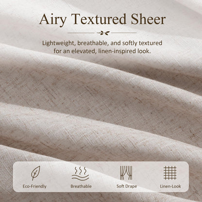 Oatmeal Linen Curtains 102 Inches Long 2 Panels for Living Room (Oatmeal / 50"W x 102"L (Pack of 2))