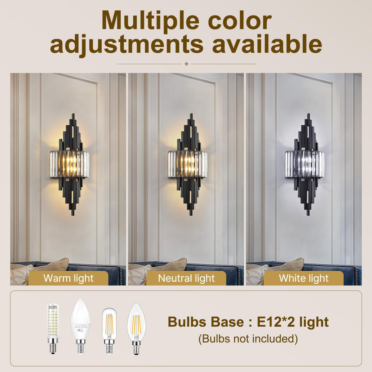 Black Crystal Wall Sconces Mid (Black Rectangle-1P)