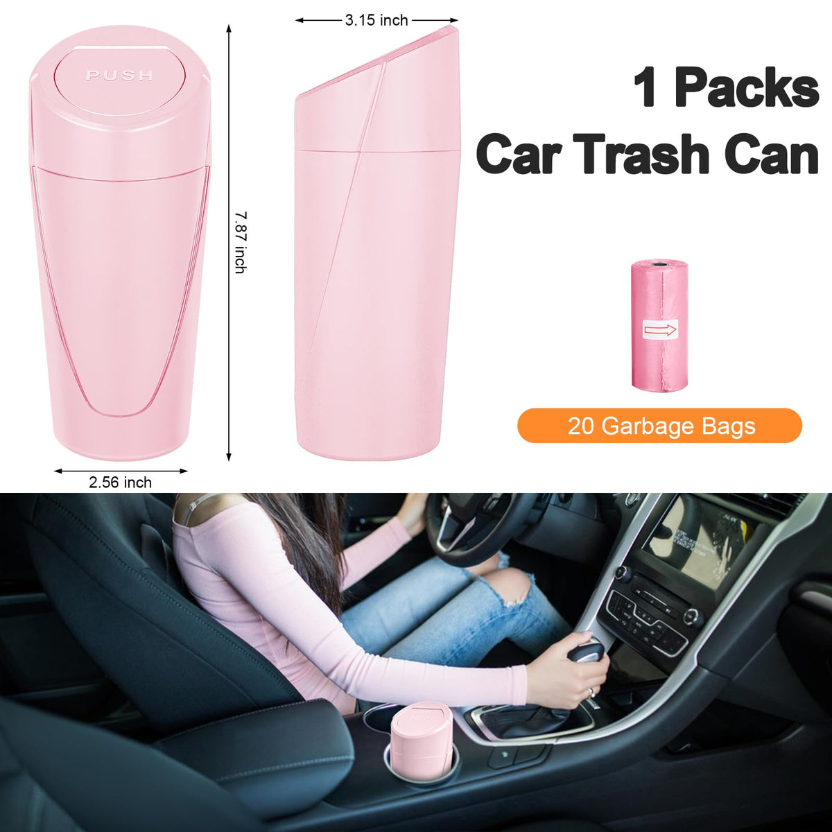 Car Trash Can (Pink / Round)