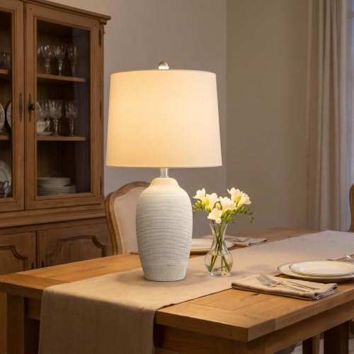 24.5" Rustic Bedside Lamp with Natural Textured Finish