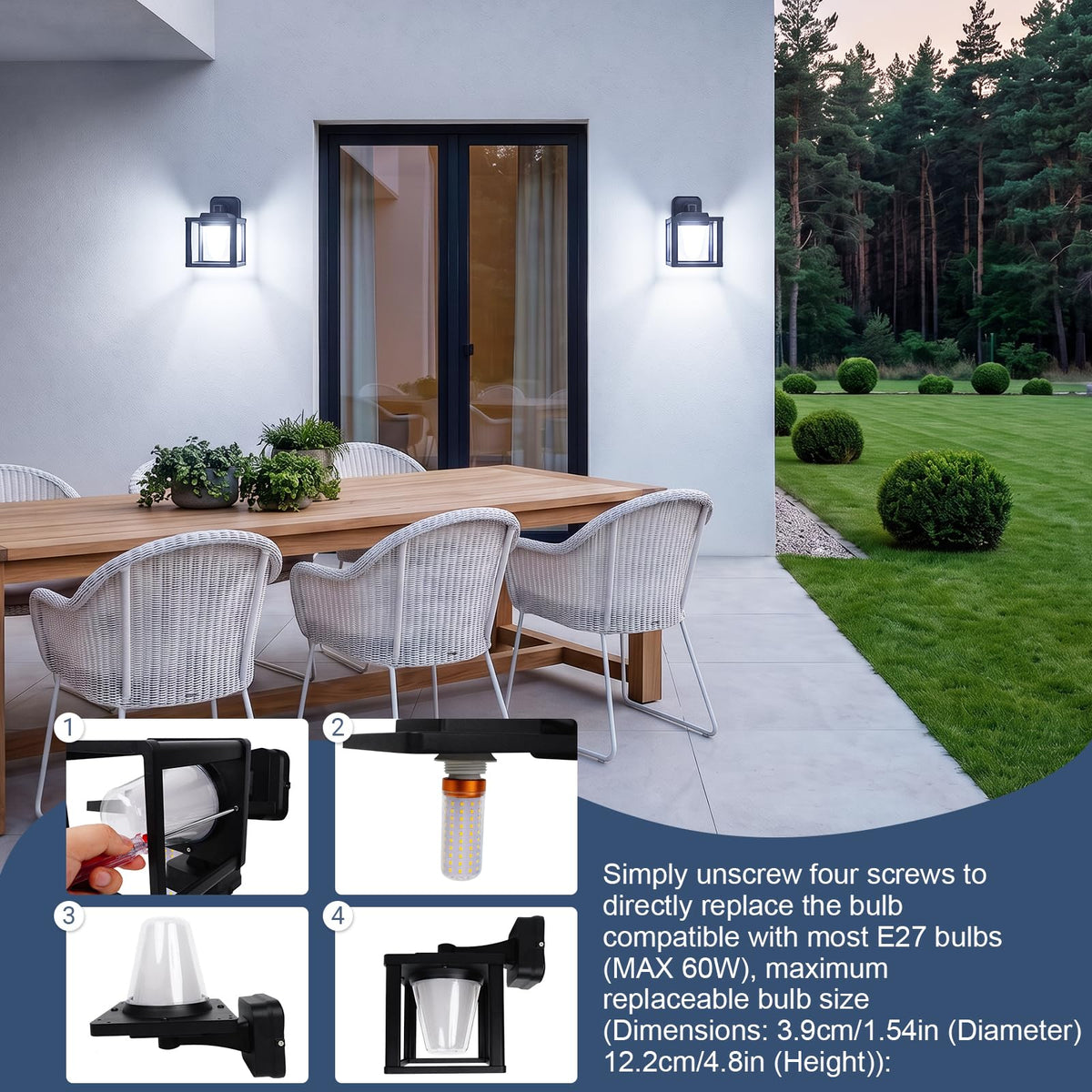 Outdoor Wall Light 15W (1/15w/6000k/Black/E26)
