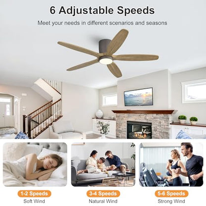 54" Flush Mount Ceiling Fan with Light