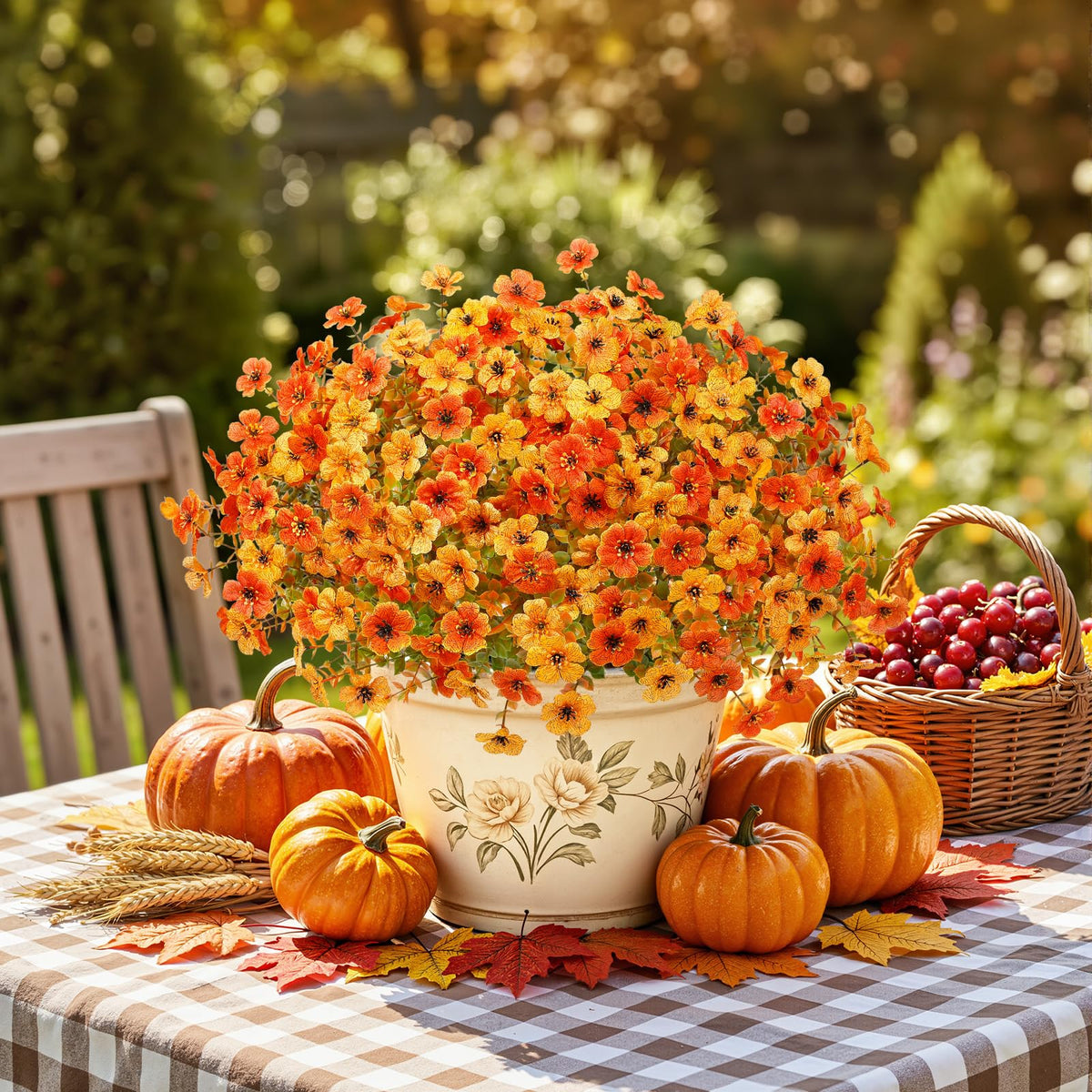 48 Bundles Artificial Fall Flowers (Fall Orange)