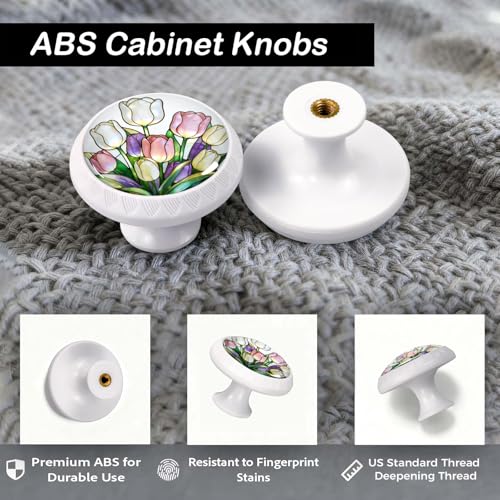 4 Pack Colorful Tulip Cabinet Knobs for Kitchen Bathroom