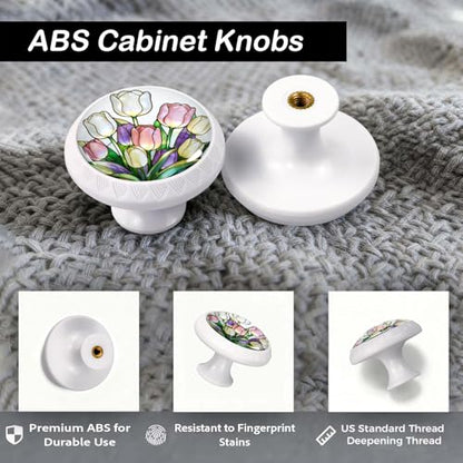 4 Pack Colorful Tulip Cabinet Knobs for Kitchen Bathroom