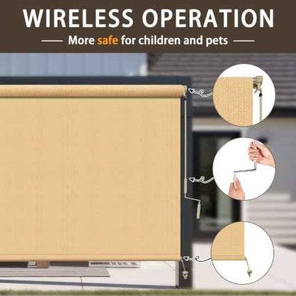 Outdoor Roller Shades for Patio (Sesame / 108"W x 96"H)