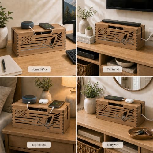 Acacia Wood Cable Management Box