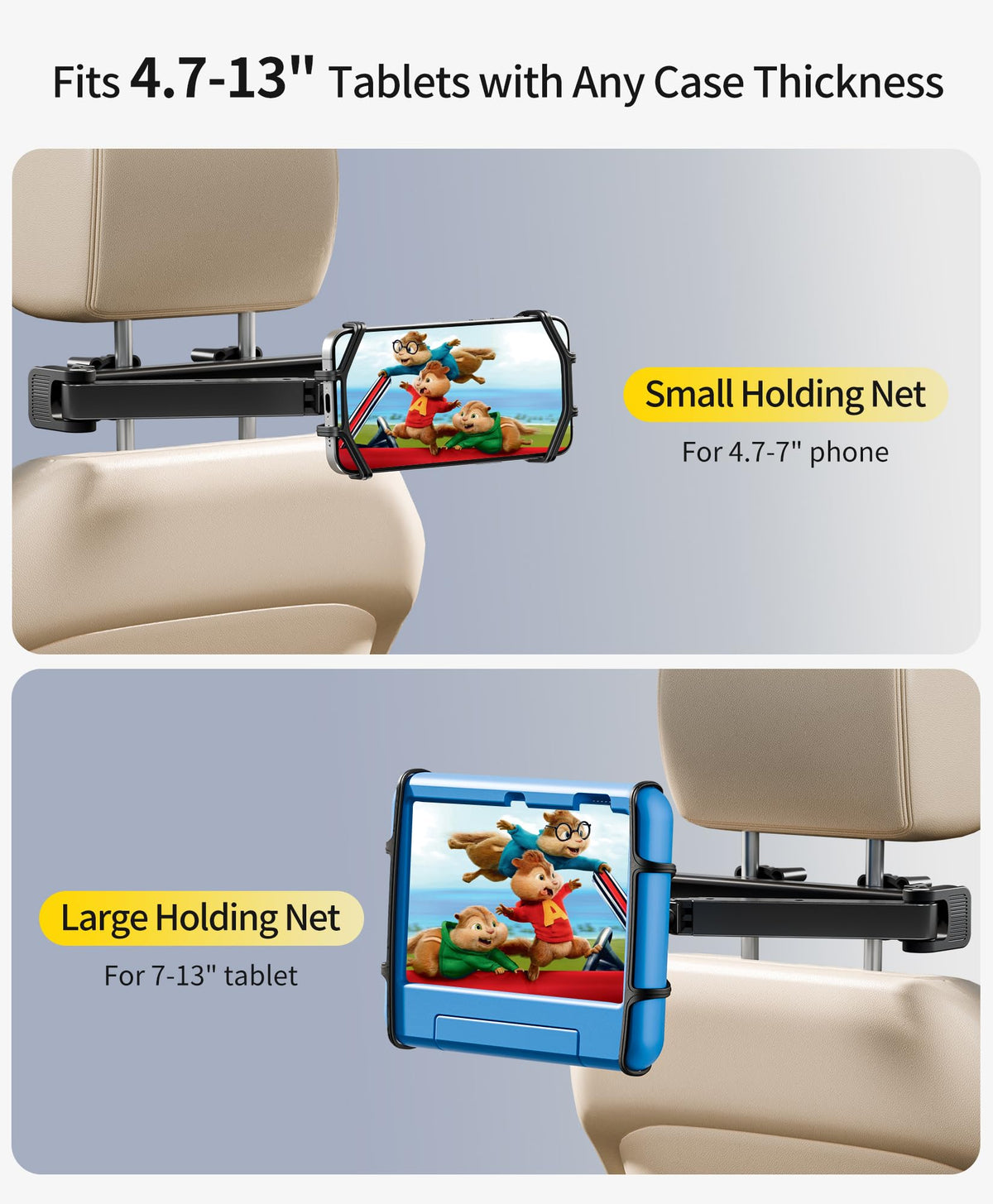 Phone Tablet Holder for Car (1 Pack - fit for 4.7-13" tablet and phone)