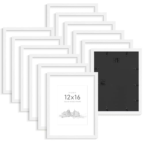 12x16 Solid Wood Frame Set of 12 (White Wood Grain / 12x16)