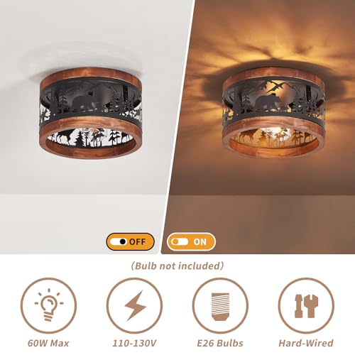 Rustic Farmhouse Flush Mount Ceiling Light