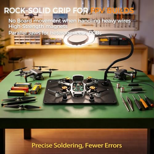 Magnetic Helping Hands Soldering Station Clamp Metal with 5X Magnifier Lamp