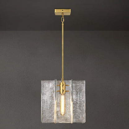 Modern Large Brass Water Ripple Glass Kitchen Pendant Light Fixtures (Brass-12-IN)