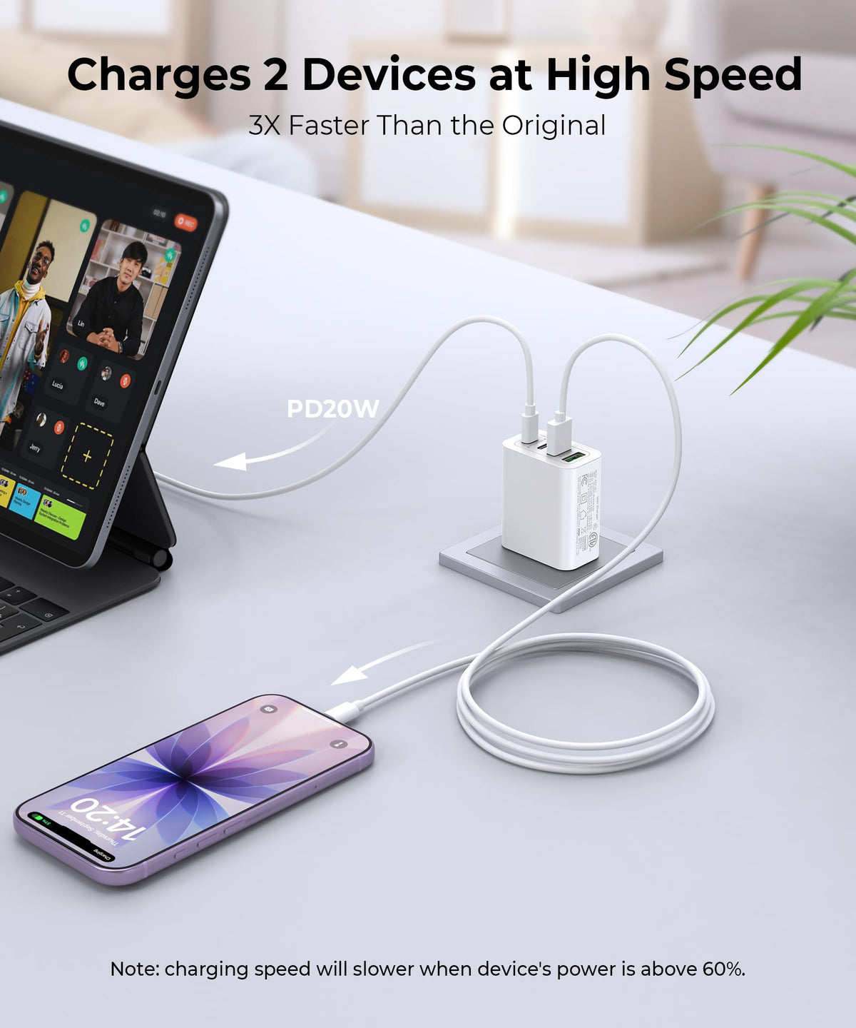 2 Pack] 40W USB C Charger Cube Fast Charging Block Multiport Wall Plug (2Pack White / 40W)