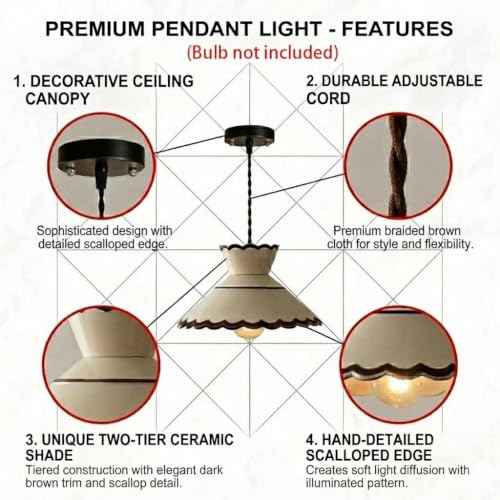 Cottagecore Scalloped Ceramic Pendant Light